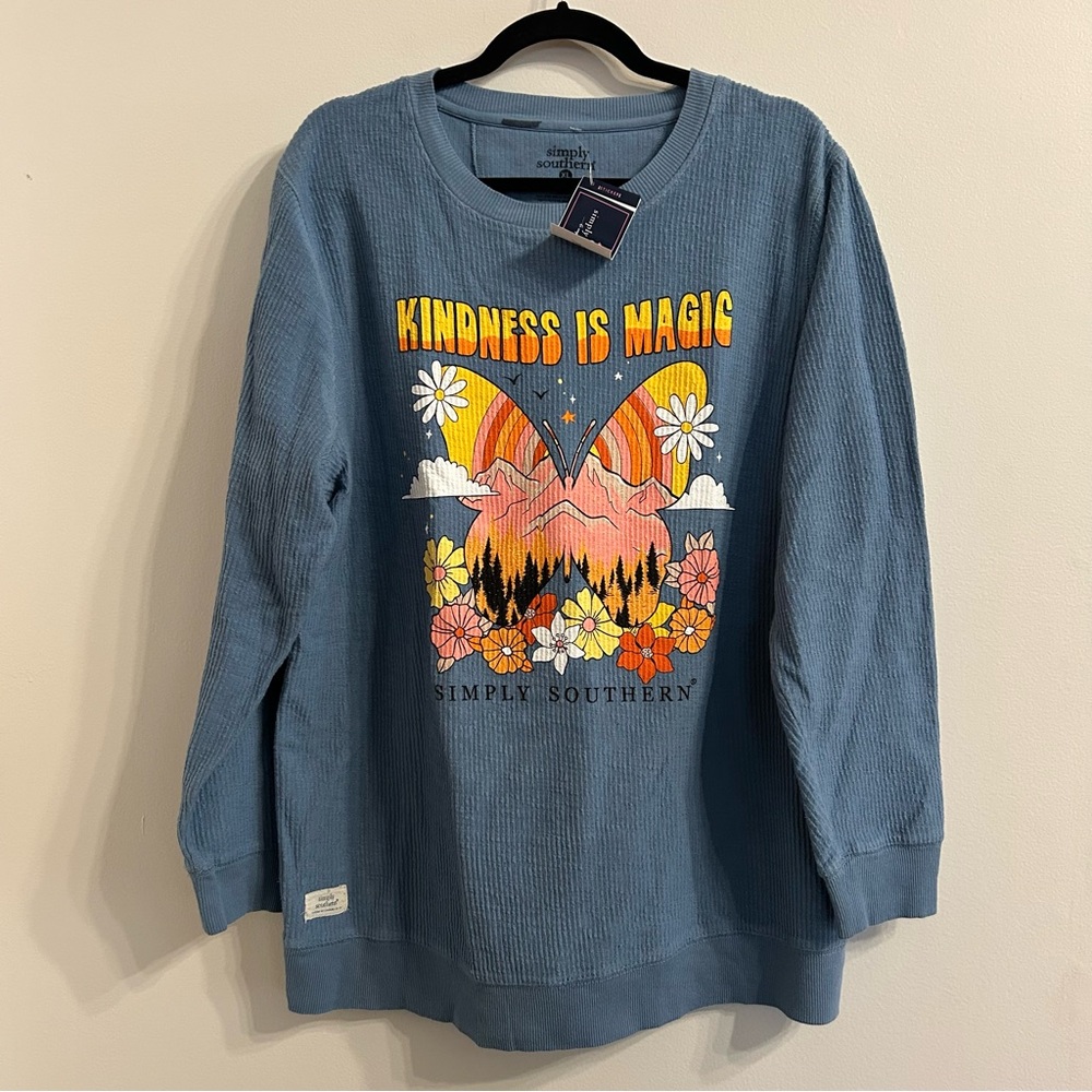 NWT Simply Southern Women Kindness Is Magic Cotton Ribbed Sweatshirt XL Crewneck